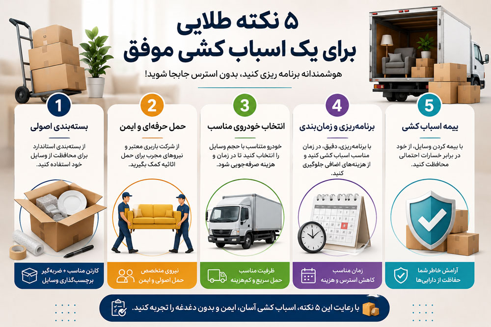 5 نکته اسباب کشی منزل